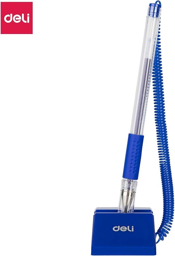 E6791-6 ديلي قلم مكتب حبر جل 0.5 مم - قاعدة تثبيت مع نابض حركة 180° للقلم - أزرق - E6791-BL